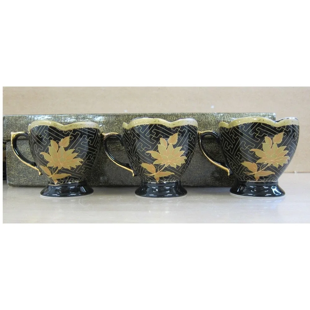 Yamasen Gold Collection Fine Porcelain 24ct Gold Plated Tea Set 12pc Japan w Box